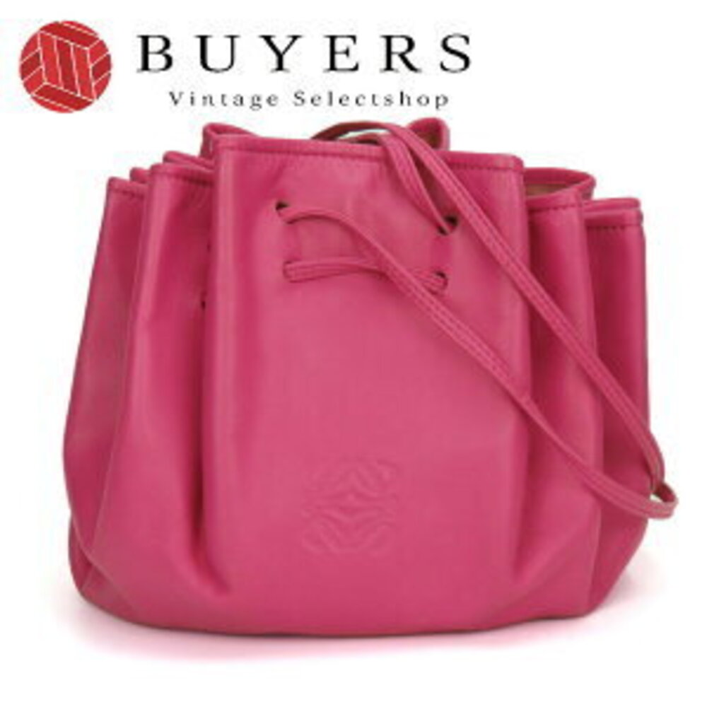 Loewe Shoulder Bag Anagram Nappa Leather Pink Drawstring Pouch
